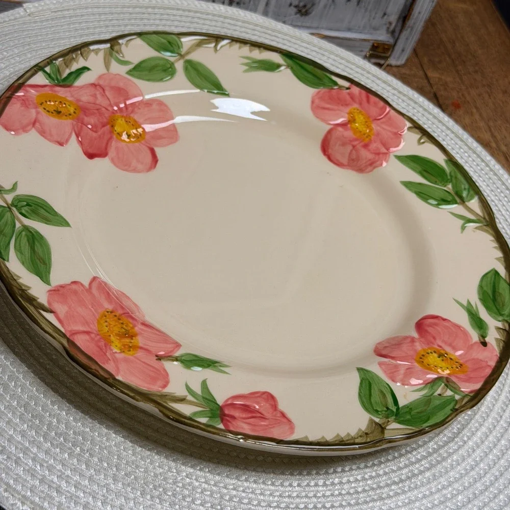 Franciscan Desert Rose Salad Plate Vintage Hand Painted Floral Made USA Lot of 4